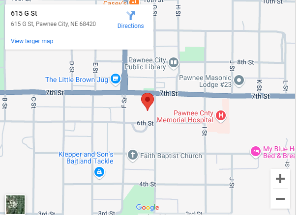 Map to River Valley Memorials Pawnee City